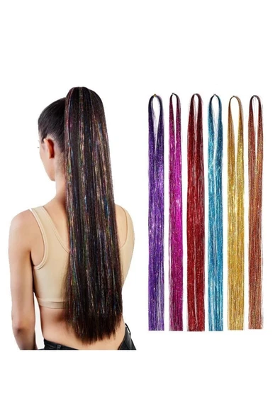 Vipfoni Hair Tinsel - Saç Simi Rengarenk Saç Aksesuarı 2 Adet - 3