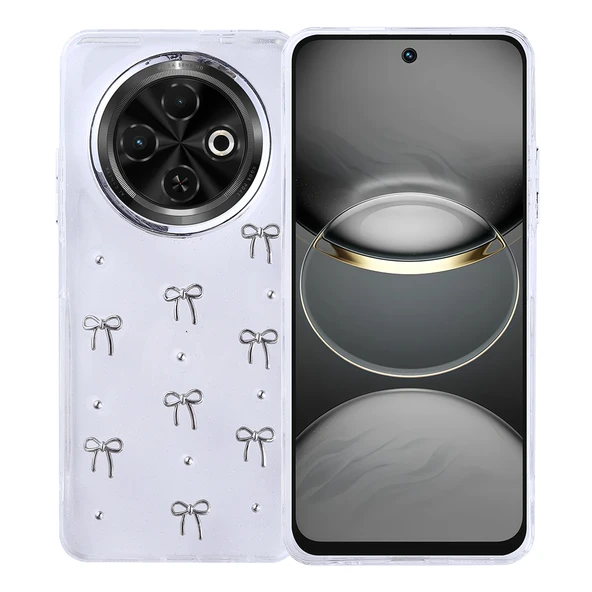 Tecno Spark 30C Kılıf Airbag Tasarımlı Simli Şeffaf Kutup Kapak - Resim 2