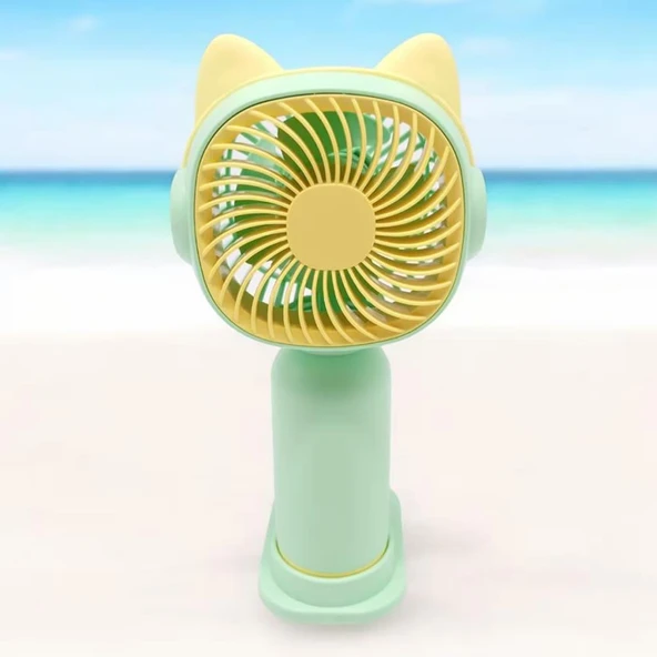 Kedi Figürlü Şarjlı Mini El Fanı - 10