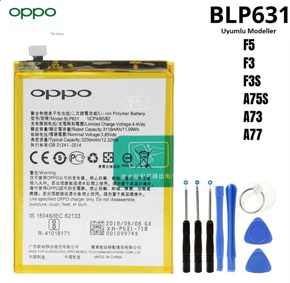 Oppo A73-A75s-A77 Pil Batarya BLP631+Tamir Seti ürün görseli