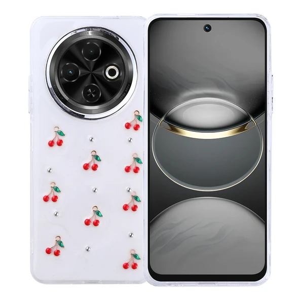 Tecno Spark 30C Kılıf Airbag Tasarımlı Simli Şeffaf Kutup Kapak - Resim 3