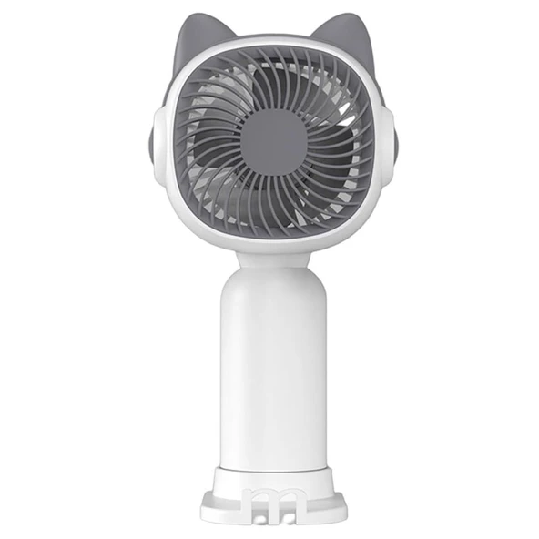 Kedi Figürlü Şarjlı Mini El Fanı - 2