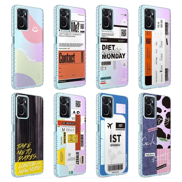 Oppo A96 4G Kılıf Airbag Kenarlı Renkli Desenli Silikon Zore Elegans Kapak - Resim 2