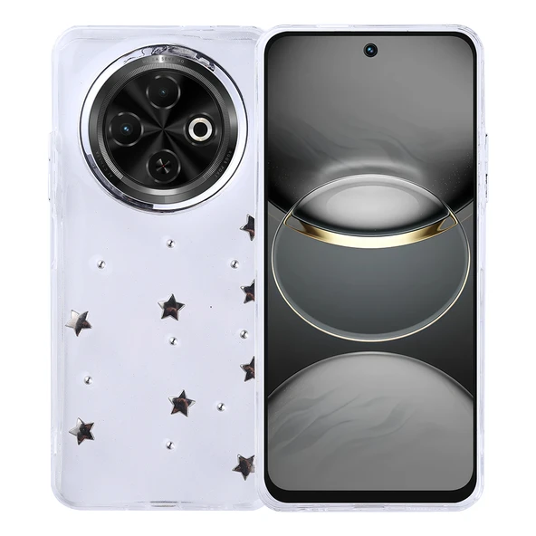 Tecno Spark 30C Kılıf Airbag Tasarımlı Simli Şeffaf Kutup Kapak - Resim 5