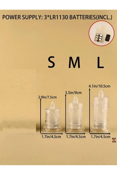 Vipfoni Alevli Kristal Erimiş Hareketli Alevli Eriyen Yapay Pilli Led Mum 9 cm 1 Adet - 3