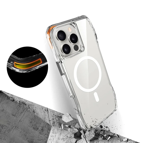 Apple iPhone 16 Pro Kılıf M-safe Şarj Özellikli Airbagli Şeffaf Zore İncek Kapak - 8
