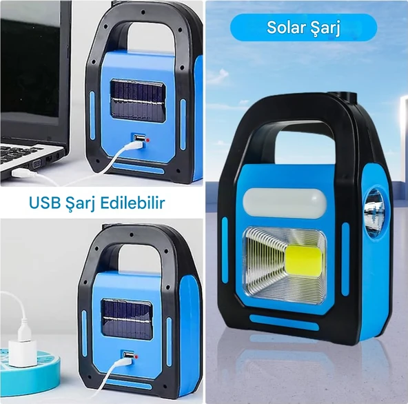 QASUL Güneş Enerjili Kamp Lambası Su Geçirmez Acil El Feneri LED Işık - 2