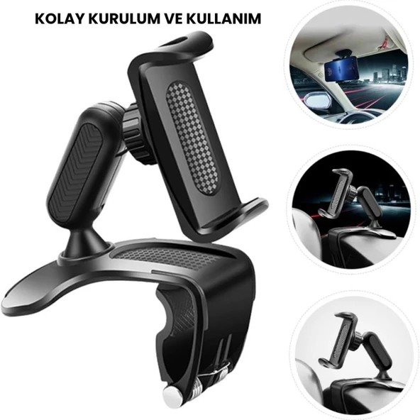 Polham 360 Derece Dönebilen Gösterge Paneli Üzeri Telefon Tutucu, Güneşlik ve Gösterge Panel Uyumlu - 9