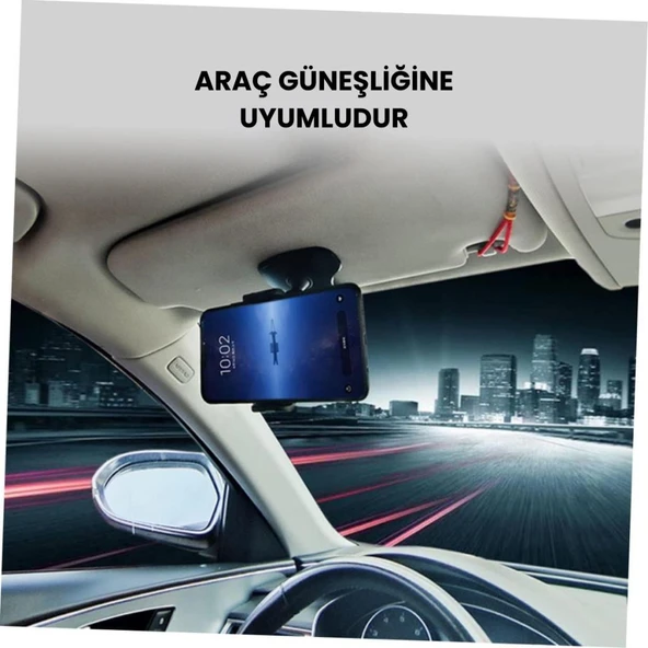 Polham 360 Derece Dönebilen Gösterge Paneli Üzeri Telefon Tutucu, Güneşlik ve Gösterge Panel Uyumlu - 10