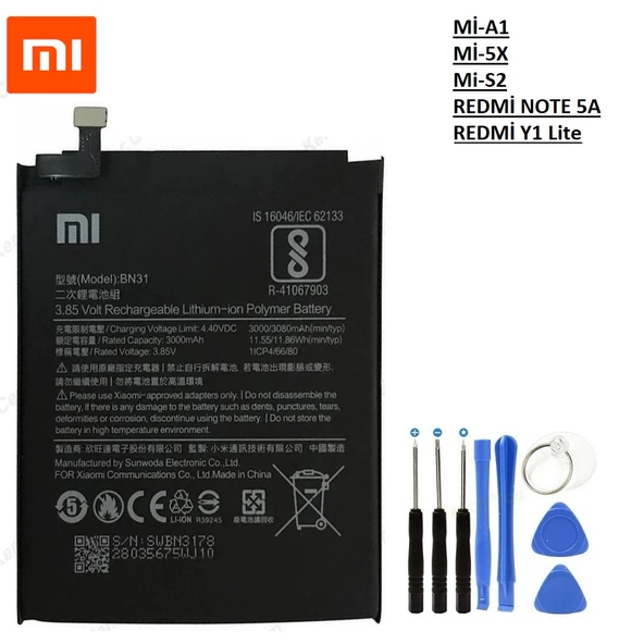 XİAOMİ Mİ A1 REDMİ S2/Y2 PİL BATARYA BN31+Tamir Seti ürün görseli