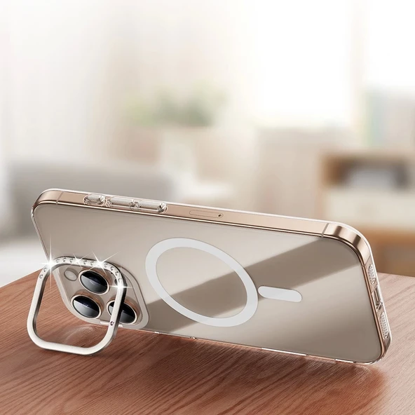 Apple iPhone 16 Pro Kılıf M-safe Şarj Özellikli Kamera Standlı Zore Estop Kapak - 2