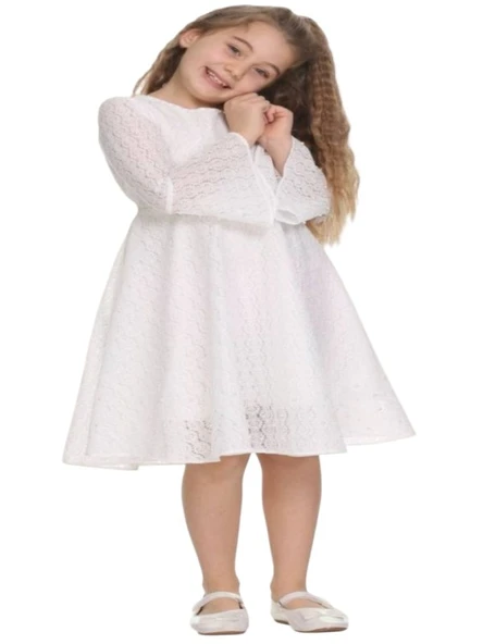 Gülücük Kids G01764-893 Kız Çocuk Güpürlü Elbise