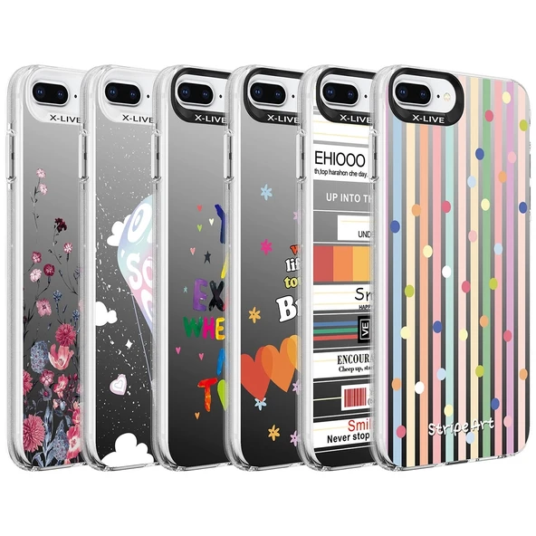 Apple iPhone 8 Plus Kılıf Desenli Zore Silver Sert Kapak - 2