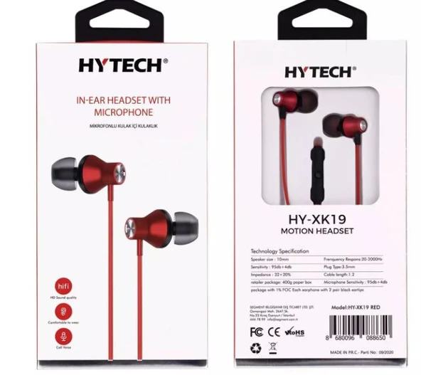 Hytech HY-XK19 Renkli Mikrofonlu Kulaklık - Kırmızı