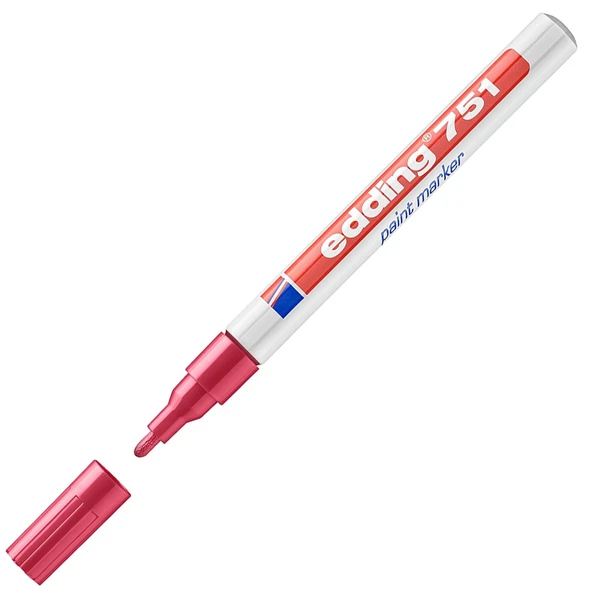 Edding Markör Boya Dekor Yuvarlak Uçlu 1-2 MM Kırmızı 751 (10 adet) - 3