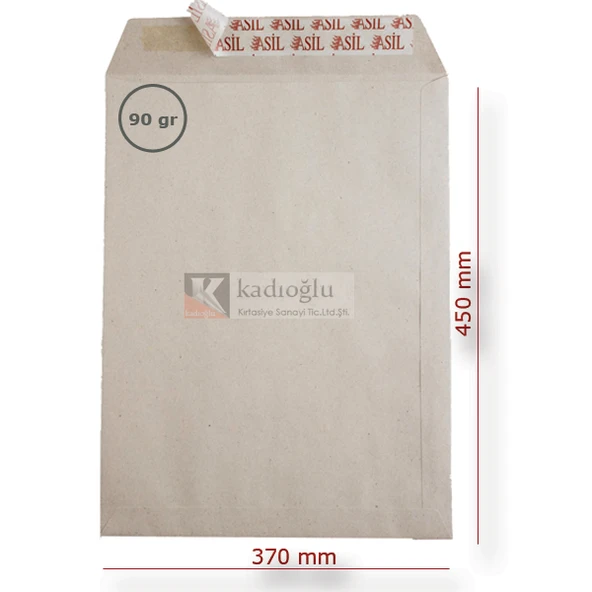 Asil Doğan Torba Zarf (250 li) İmt Kraft Silikonlu 37x45 90 GR AS-0896