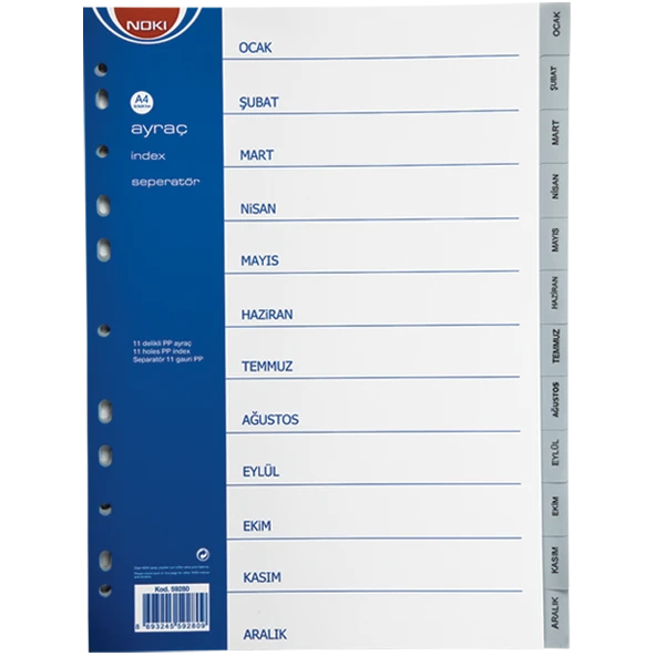 Noki Seperatör Aylar Plastik A4 59280