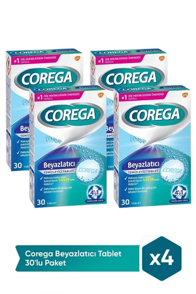 Corega Beyazlatıcı Temizleyici 30 Tablet x 4 Adet ürün görseli 1