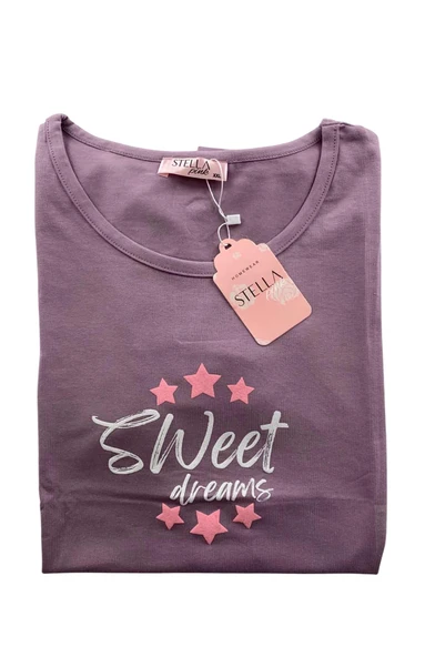 Kadın Battal Yıldız Desenli Kısa Kollu  Şortlu Pijama Takım - 5510 - STLLA PNK - 2