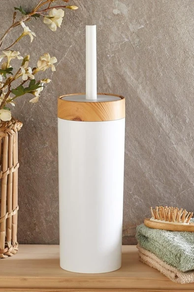 Bambu Desen WC Klozet Fırçası Plastik, Tuvalet Banyo WC Temizleme Fırçası Beyaz