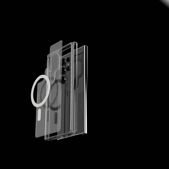 Galaxy S24 Ultra Kılıf M-safe Şarj Özellikli Şeffaf Sert PC Zore Embos Kapak - Resim 9