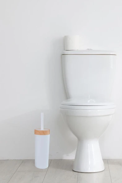 Bambu Desen WC Klozet Fırçası Plastik, Tuvalet Banyo WC Temizleme Fırçası Beyaz - 4