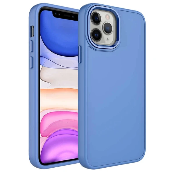 Apple iPhone 12 Pro Kılıf Metal Çerçeve ve Buton Tasarımlı Silikon Zore Luna Kapak