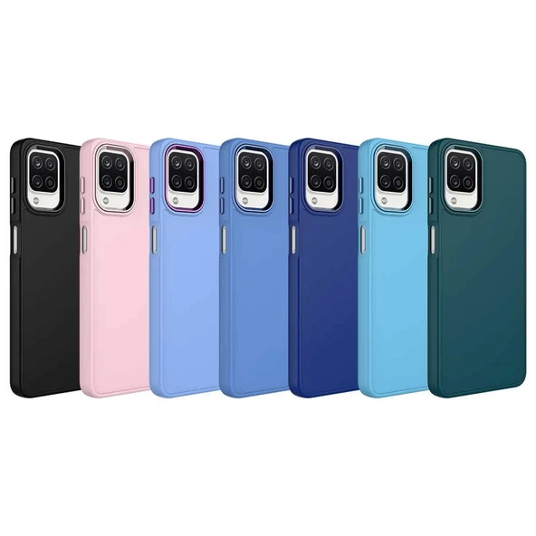Galaxy M12 Kılıf Metal Çerçeve ve Buton Tasarımlı Silikon Zore Luna Kapak - 2