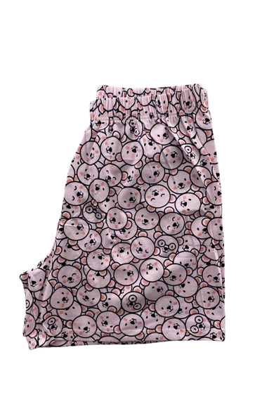 Kadın Battal Panda Desenli Kısa Kollu Şortlu Pijama  Takım - 5493 - STLLA PNK - 3