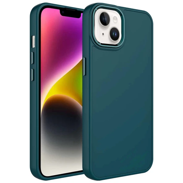 Apple iPhone 14 Plus Kılıf Metal Çerçeve ve Buton Tasarımlı Silikon Zore Luna Kapak