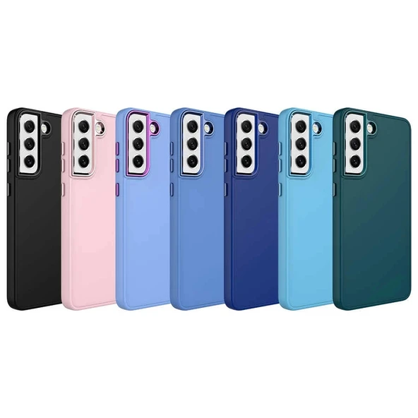 Galaxy S21 FE Kılıf Metal Çerçeve ve Buton Tasarımlı Silikon Zore Luna Kapak - Resim 2