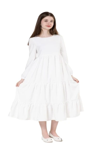 Gülücük Kids G01641-428 Kız Çocuk Kesme Keten Desenli Elbise