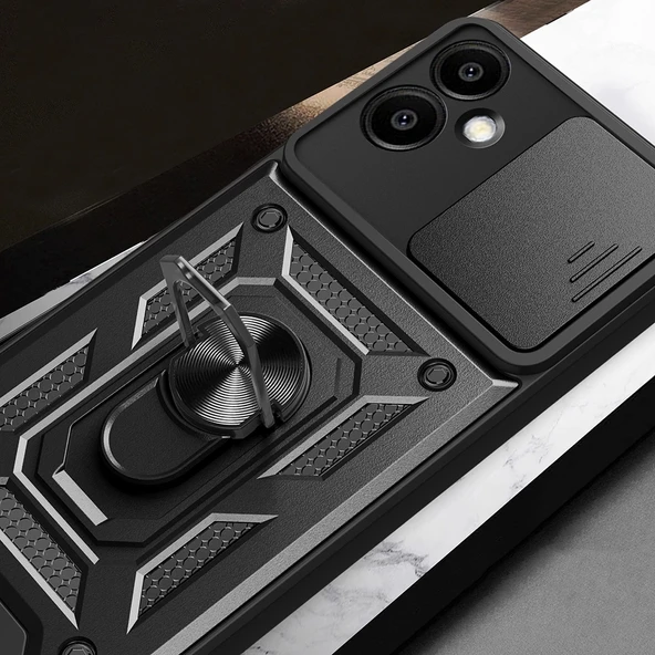 Galaxy A06 Kılıf Magnetik Standlı Kamera Korumalı Zore Sürgülü Vega Kapak - 8