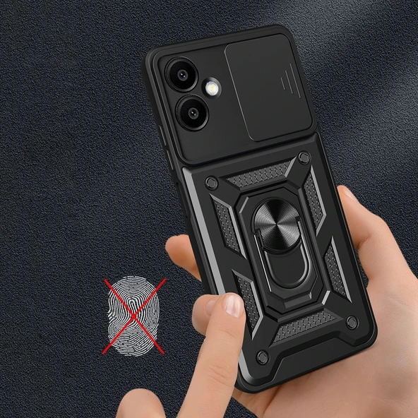 Galaxy A06 Kılıf Magnetik Standlı Kamera Korumalı Zore Sürgülü Vega Kapak - 6