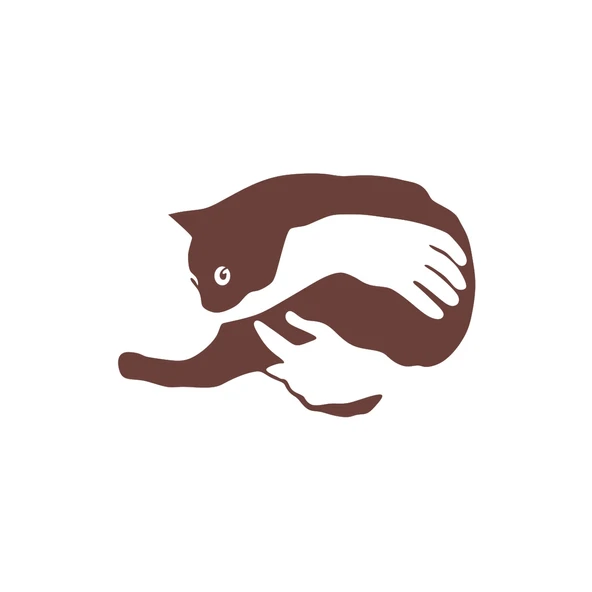 Kedi Seven El sticker 17x17 Cm Kahverengi ürün görseli