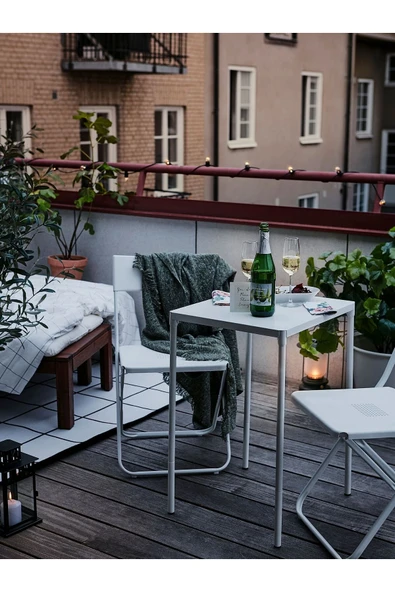 FEJAN Balkon Masası, Beyaz, Uzunluk: 50 cm Genişlik: 44 cm Yükseklik: 71 cm