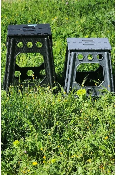Büyük Boy Katlanır Kamp Sandalyesi Katlanır Tabure 46 cm Siyah - 2