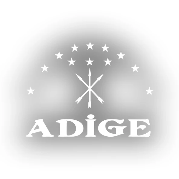 Adige Çerkez Bayrağı Sticker 17x17 Cm Beyaz