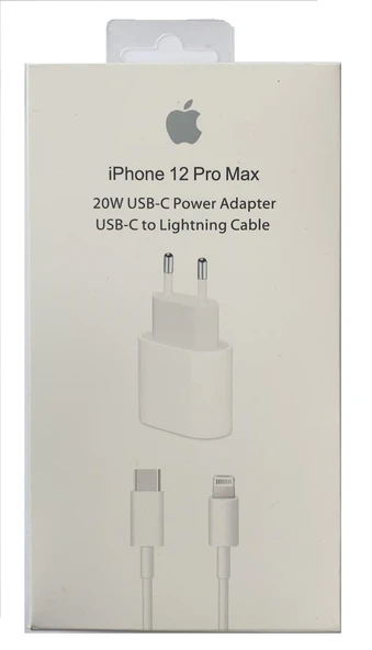 İphone 12 Pro-Max 20W Uyumlu Şarj Adaptörü ve Şarj Kablosu-İTHAL ürün görseli