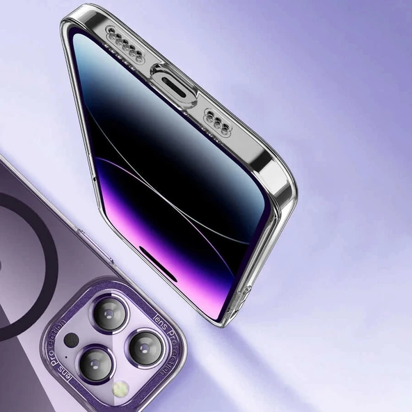 Apple iPhone 14 Pro Max Kılıf M-safe Şarj Özellikli Sert PC Zore Fuya Kapak - Resim 9