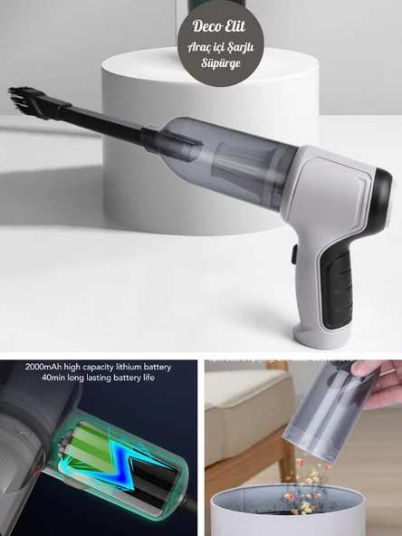 Şarjlı Araç İçi Süpürge Otomobil Vakumlu Araç Süpürgesi JB-107 1200 MAH ürün görseli 1