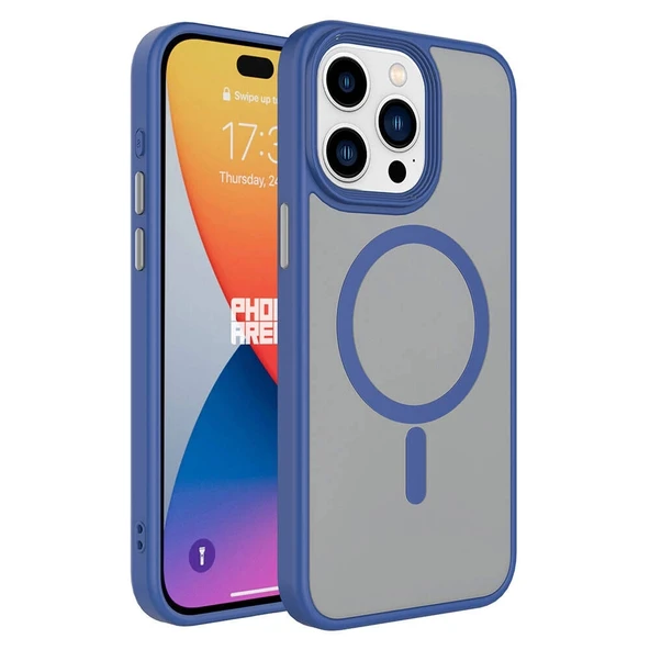 Apple iPhone 15 Pro Max Kılıf Mat Arka Yüzey Wireless Şarj Özellikli Zore Flet M-safe Kapak ürün görseli