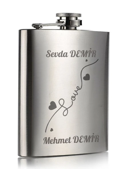 Kişiye Özel Love Hediye 9 Oz Çelik Cep Matarası 266 Ml Cep Matarası Sevgiliye Hediye - 2