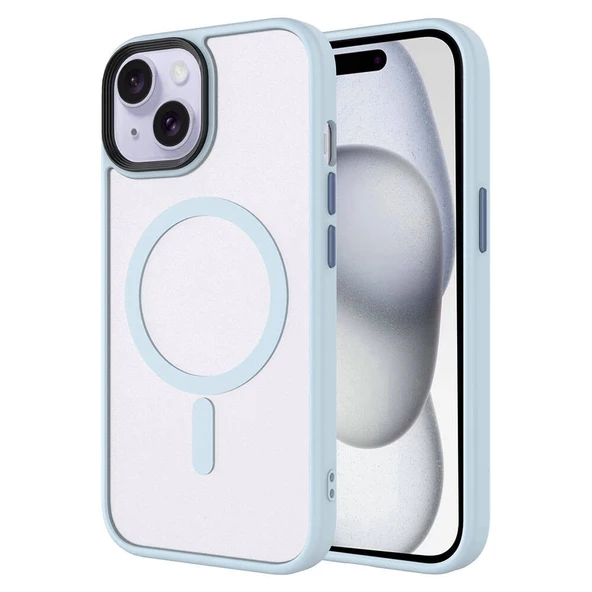 Apple iPhone 15 Kılıf Mat Arka Yüzey Wireless Şarj Özellikli Zore Flet M-safe Kapak ürün görseli