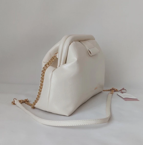 252AA105 Model Sarach Marka Bej Renk Zincir Kulp Omuz Çantası - 2