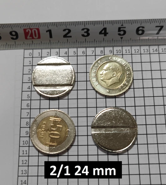 Langırt oyun makinesi jetonu 2/1 24 mm 100 Adet