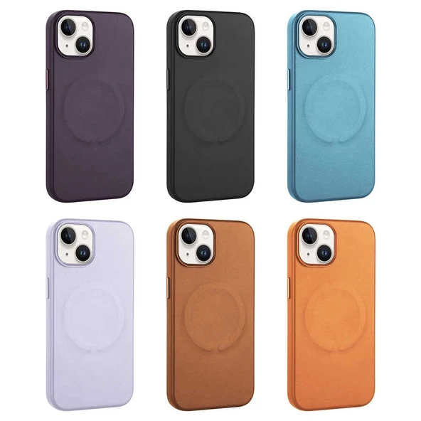 Apple iPhone 14 Plus Kılıf PU Deri M-safe Wireless Şarj Özellikli Zore Derix Kapak - 2