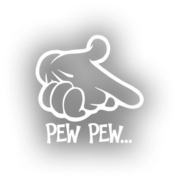 Pew Pew Araba Stickeri 17x17 Cm Beyaz