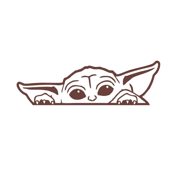 Baby Yoda Araba Stickeri 17x17 Cm Kahverengi ürün görseli
