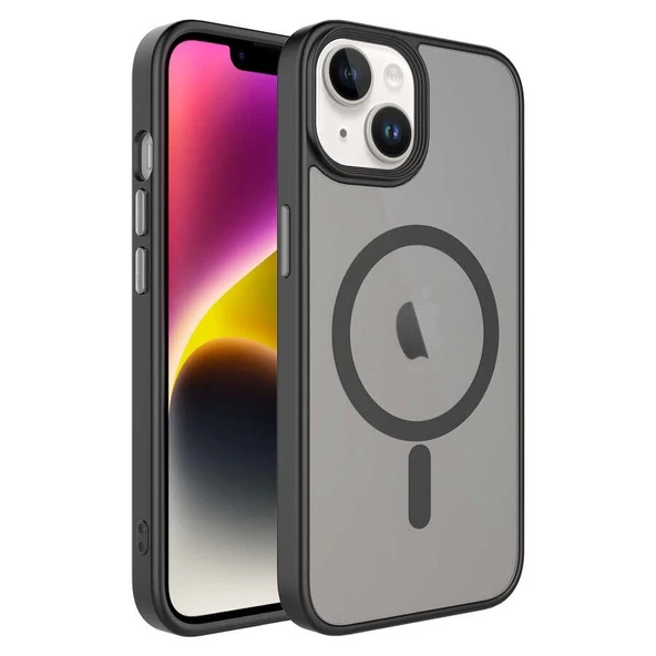 Apple iPhone 14 Kılıf Mat Arka Yüzey Wireless Şarj Özellikli Zore Flet M-safe Kapak